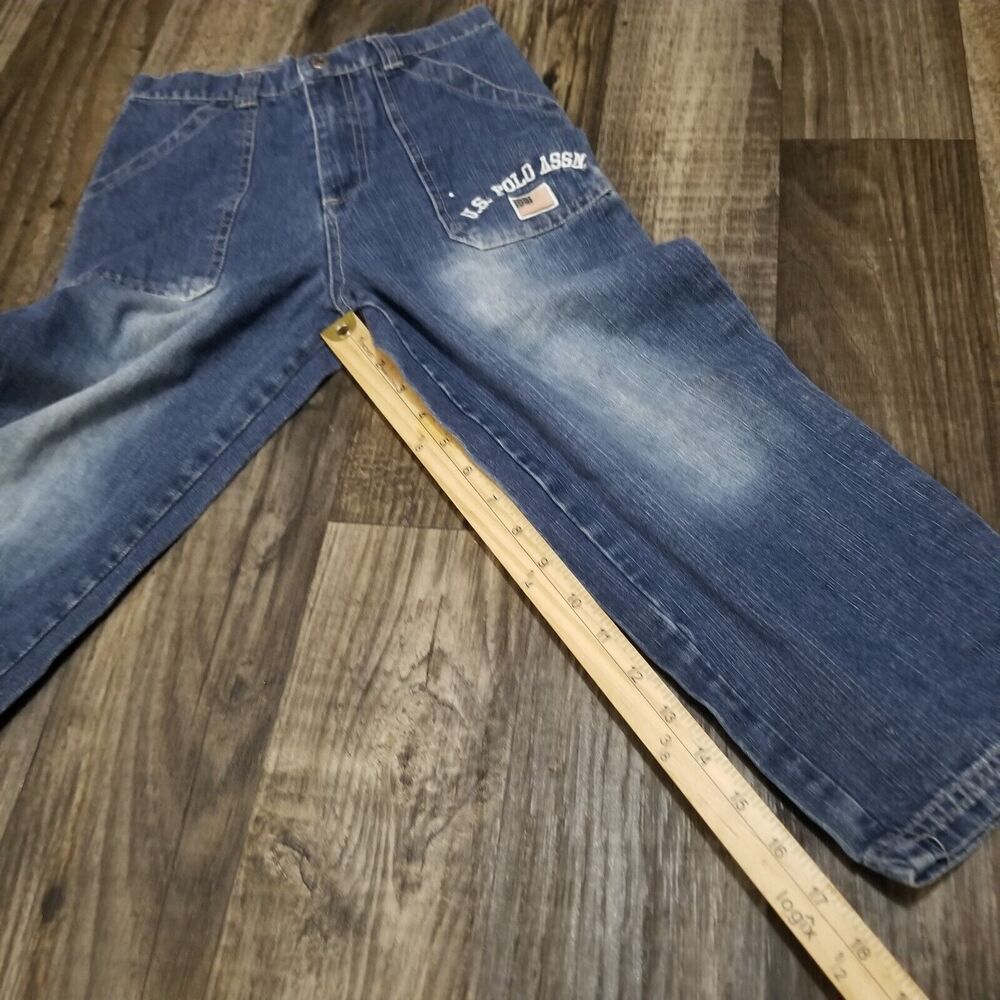 VTG US Polo Assn Jeans Youth Sz 7 Blue Denim Carpenter Baggy Hip Hop Y2K Skater - Picture 3 of 10